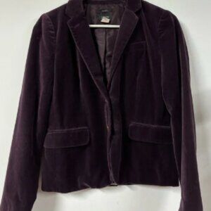 J. Crew Plum Purple Velvet Cotton Schoolboy Blazer Jacket Size 4 Career Women’s